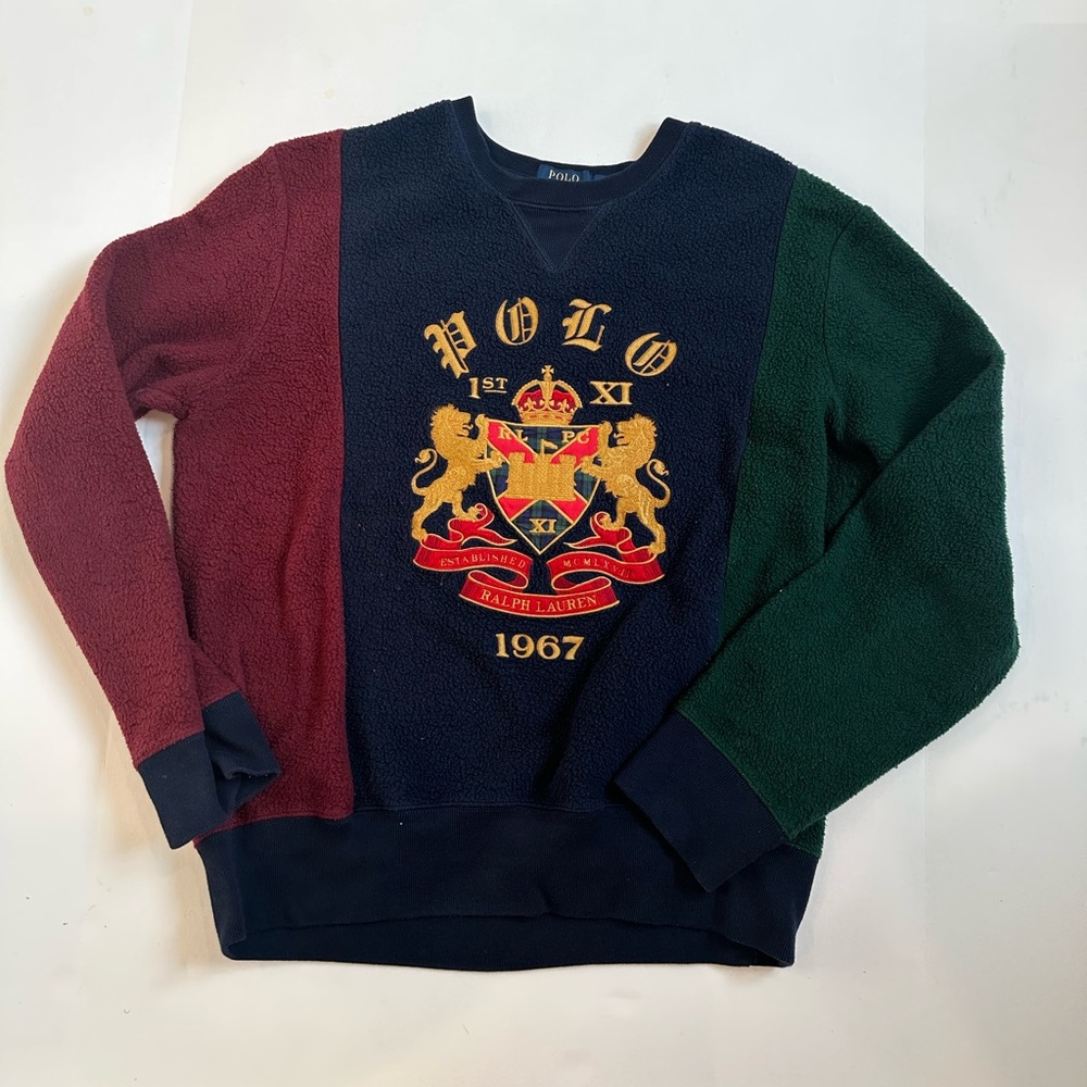 Polo Ralph Lauren Crest Logo Embroidered Sweatshirt Sweater medium - Picture 3 of 11